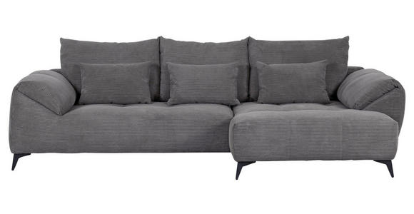 ECKSOFA Dunkelgrau Cord - Dunkelgrau/Schwarz, KONVENTIONELL, Textil/Metall (311/176cm) - Carryhome