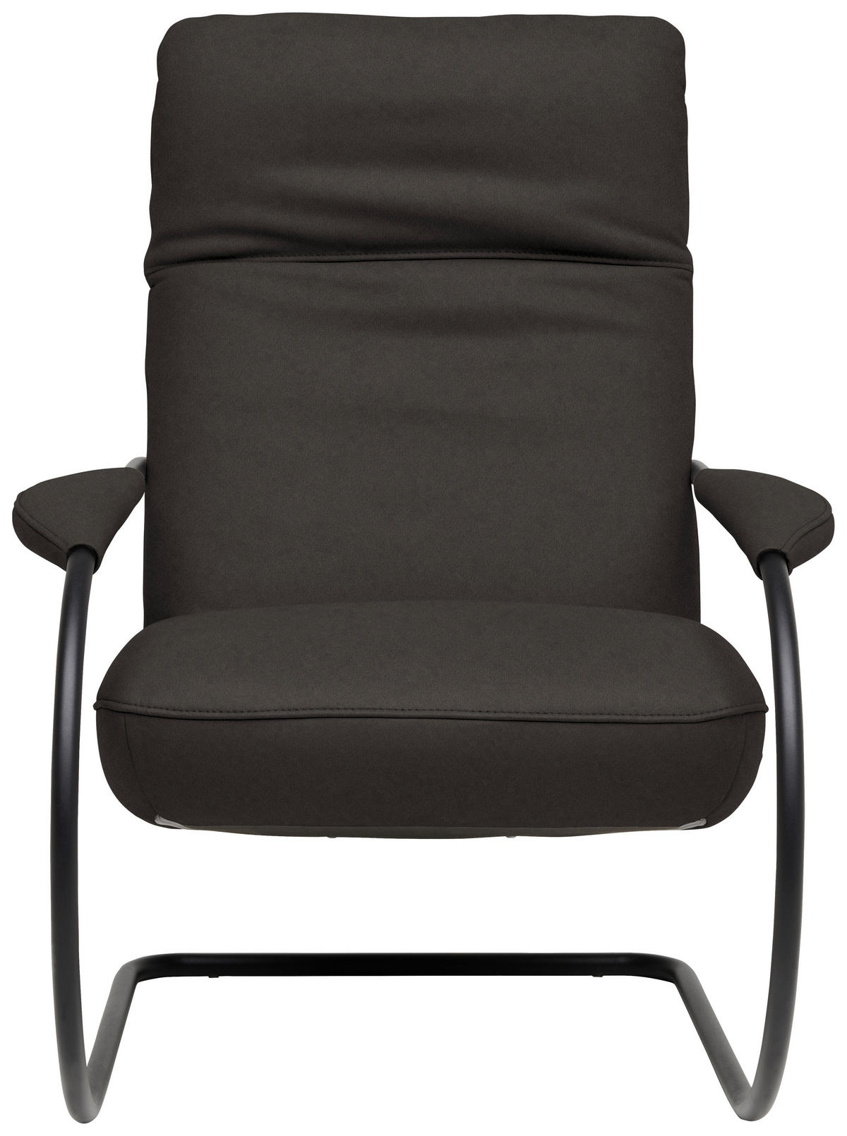 SESSEL in Echtleder Graubraun  - Graubraun/Schwarz, Design, Leder/Metall (80/104/99cm) - Koinor