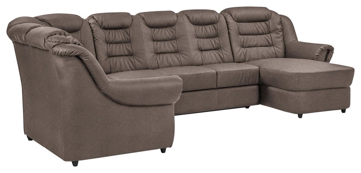 WOHNLANDSCHAFT Taupe Chenille  - Taupe/Schwarz, KONVENTIONELL, Kunststoff/Textil (216/333/165cm) - Livetastic
