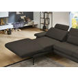 ECKSOFA in Echtleder Graubraun  180/310 cm  - Graubraun/Schwarz, Design, Leder/Metall (180/310cm) - Dieter Knoll