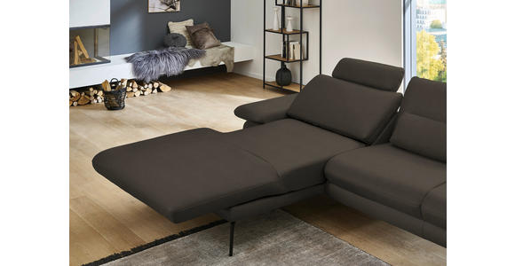 ECKSOFA in Echtleder Graubraun 180/310 cm - Graubraun/Schwarz, Design, Leder/Metall (180/310cm) - Dieter Knoll