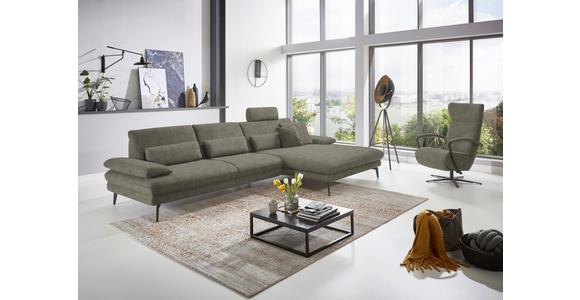 ECKSOFA in Velours Grau 310/180 cm - Schwarz/Grau, Design, Textil/Metall (310/180cm) - Dieter Knoll