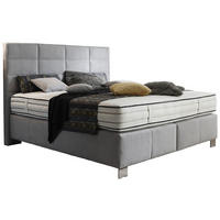 BOXSPRINGBETT 180/200 cm  in Hellgrau  - Hellgrau/Alufarben, Konventionell, Textil/Metall (180/200cm) - Dieter Knoll