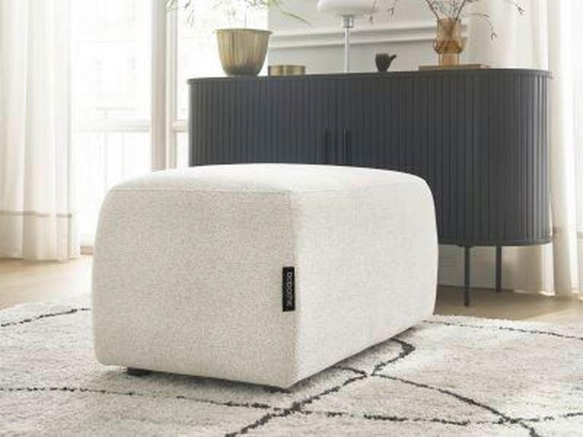 HOCKER ATILLA Flachgewebe Weiß  - Schwarz/Weiß, MODERN, Kunststoff/Textil (92/44/48cm)