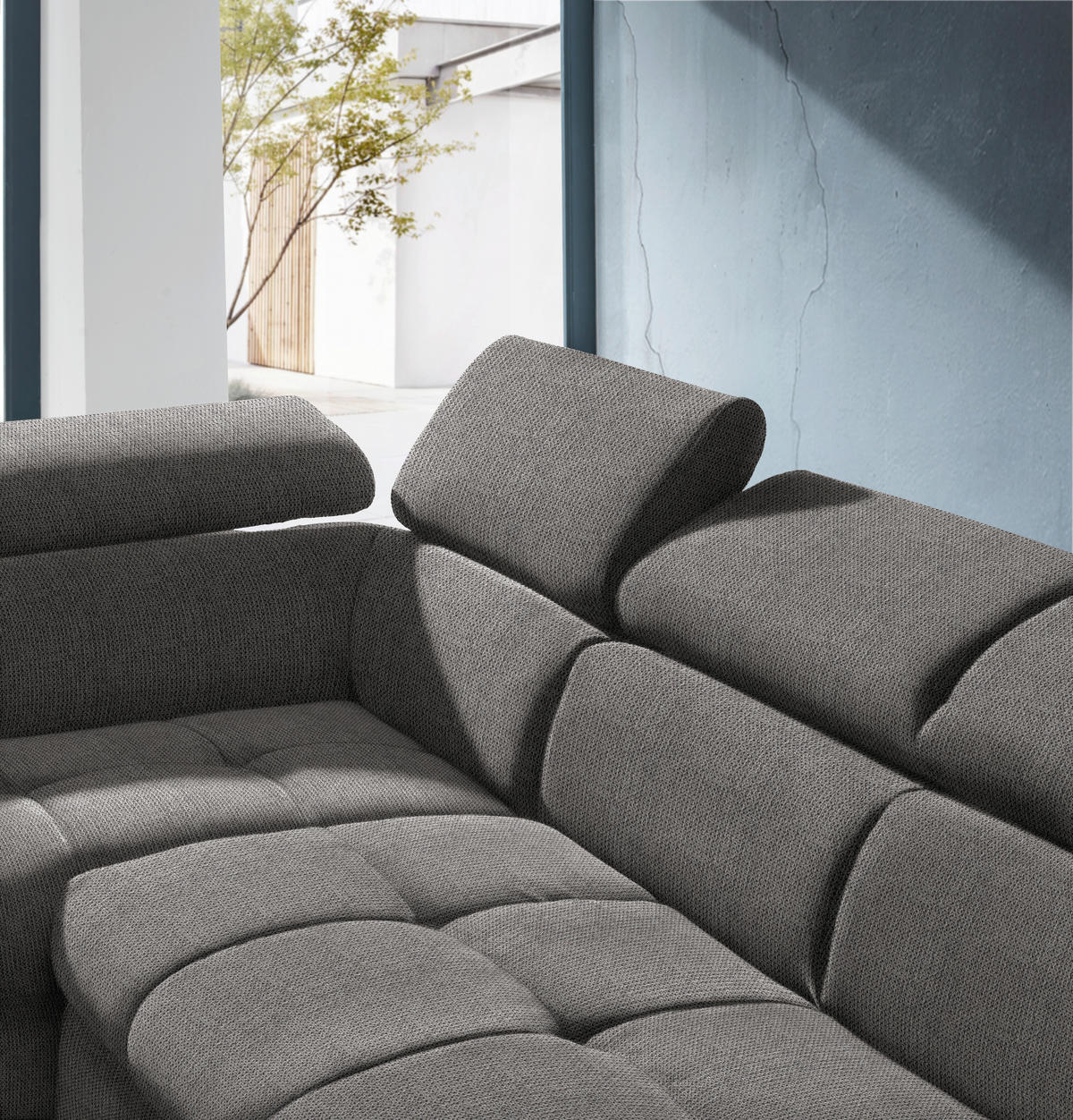 ECKSOFA in Mikrofaser Grau  - Schwarz/Grau, Design, Kunststoff/Textil (210/279cm) - Livetastic
