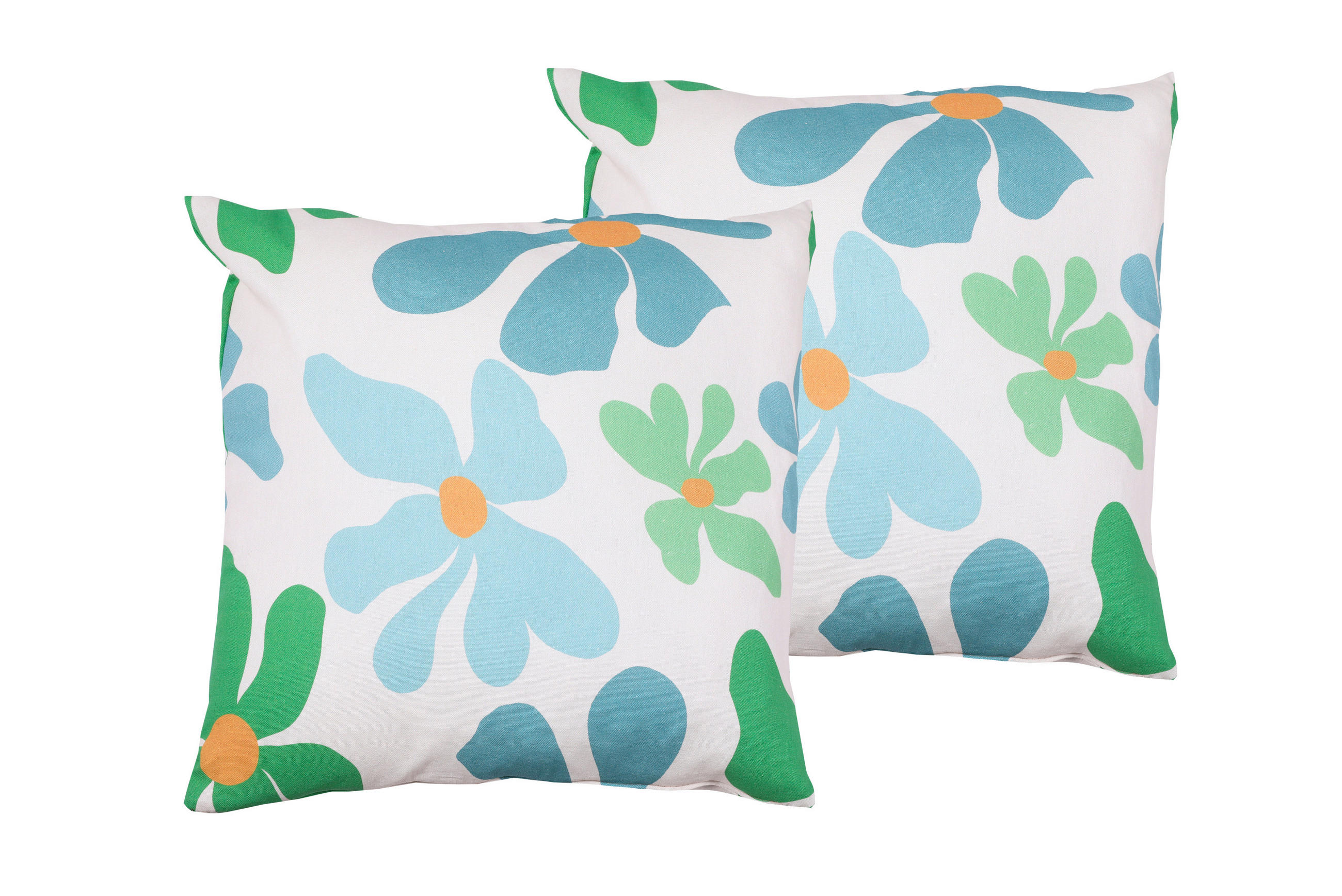 ZIERKISSENSET 2-teilig 48/48 cm  - Blau/Orange, Basics, Textil (48/48cm)