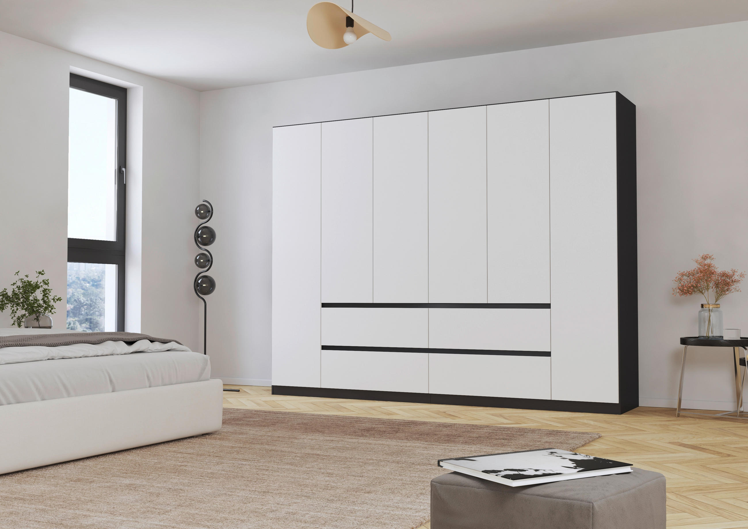 DREHTÜRENSCHRANK in Grau, Weiss  - Weiss/Grau, Basics, Holzwerkstoff (271/210/54cm) - Rauch Möbel