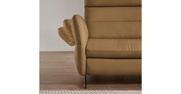 ECKSOFA in Echtleder Honig 300/157 cm - Schwarz/Honig, Design, Leder/Metall (300/157cm) - Dieter Knoll