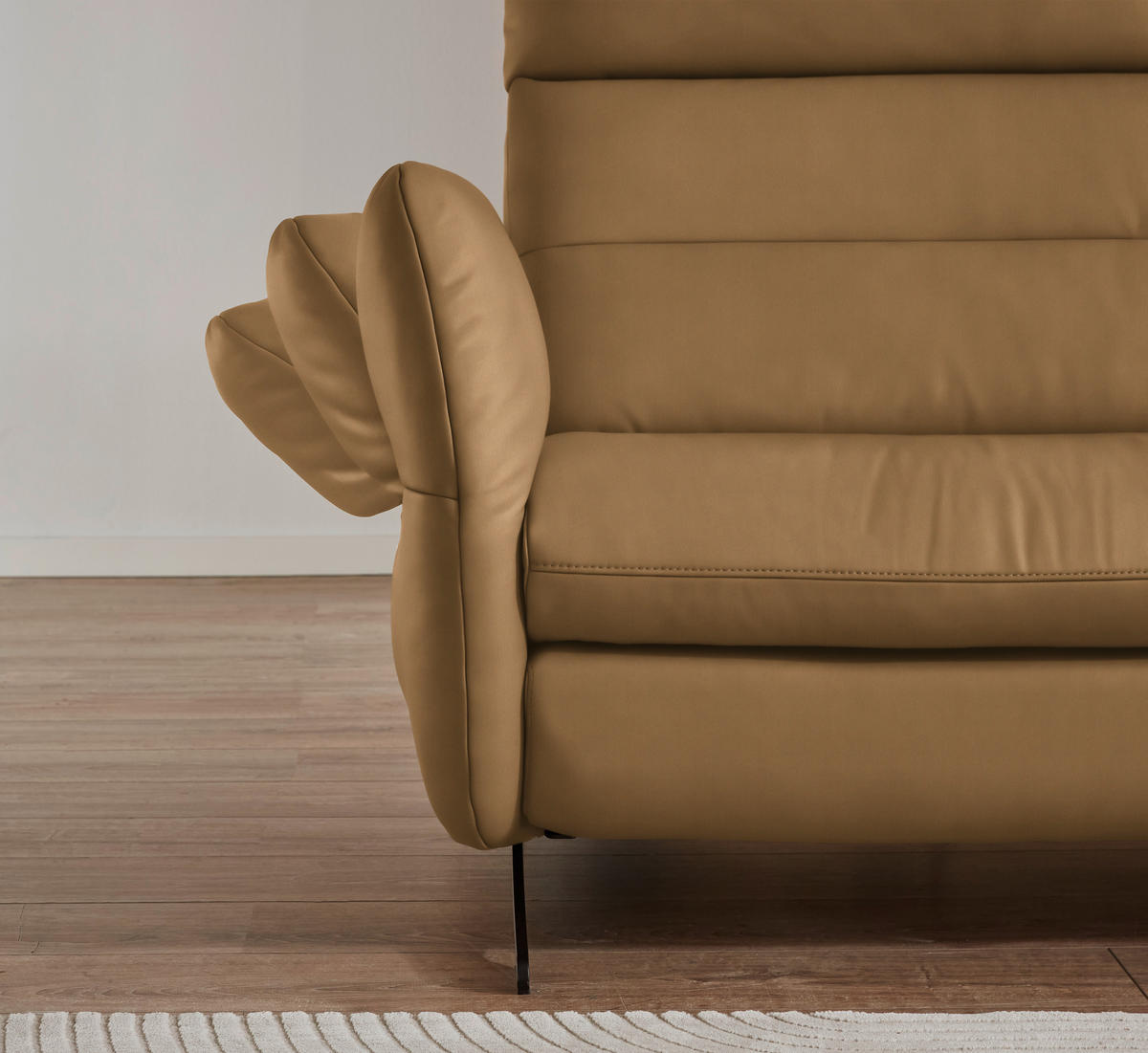 ECKSOFA in Echtleder Honig  - Schwarz/Honig, Design, Leder/Metall (300/157cm) - Dieter Knoll