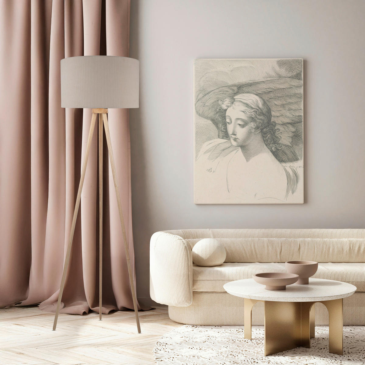 STEHLEUCHTE Stehleuchte ARDITA 61,6/152 cm   - Perlmutt, Trend, Holz/Metall (61,6/152cm) - Näve