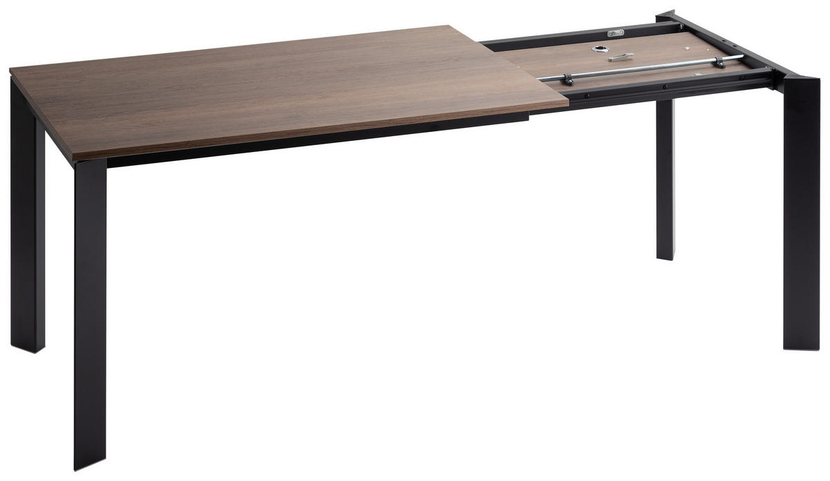 ESSTISCH in Metall, Holzwerkstoff 120-180/80/75 cm  - Eichefarben/Schwarz, Design, Holzwerkstoff/Metall (120-180/80/75cm) - Novel