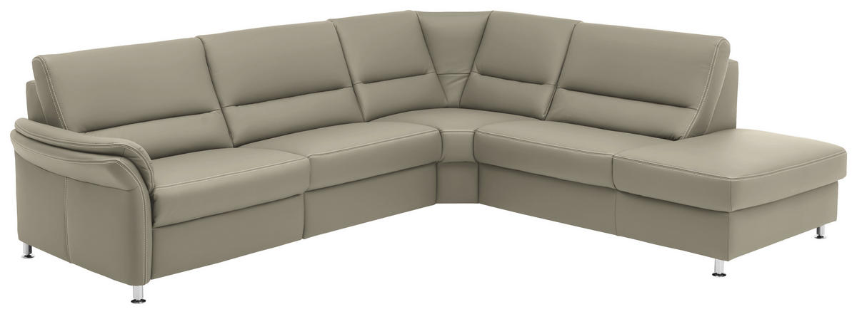 ECKSOFA in Echtleder Ecru  - Ecru/Beige, Design, Leder/Metall (288/249cm) - Beldomo Premium