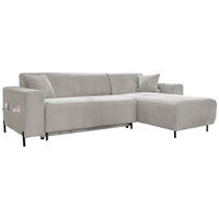 ECKSOFA Beige Cord Zierkissen, Bettkasten  - Beige/Schwarz, Textil/Metall (260/165cm) - MID.YOU
