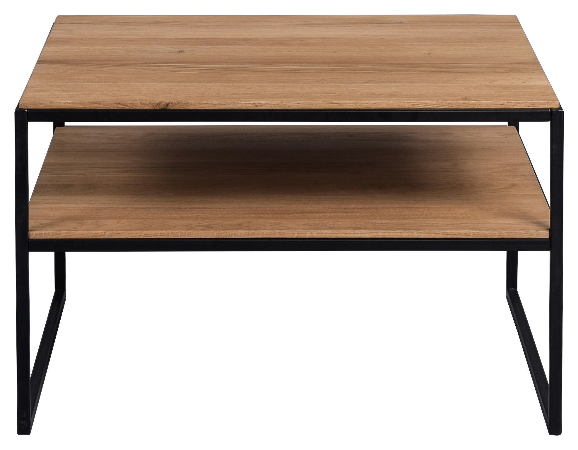 COUCHTISCH Couchtisch Wildeiche massiv 65/65/45 cm rechteckig Schwarz, Wildeiche  - Wildeiche/Schwarz, Natur, Holz/Metall (65/65/45cm) - Livetastic