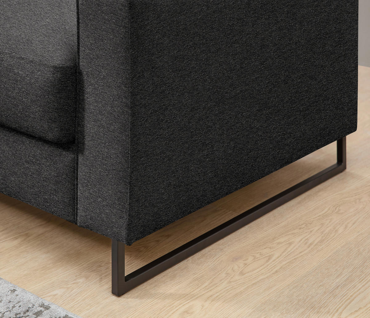 SCHLAFSOFA  in Flachgewebe Anthrazit  - Anthrazit/Schwarz, Design, Textil/Metall (174/90/95cm) - Bali