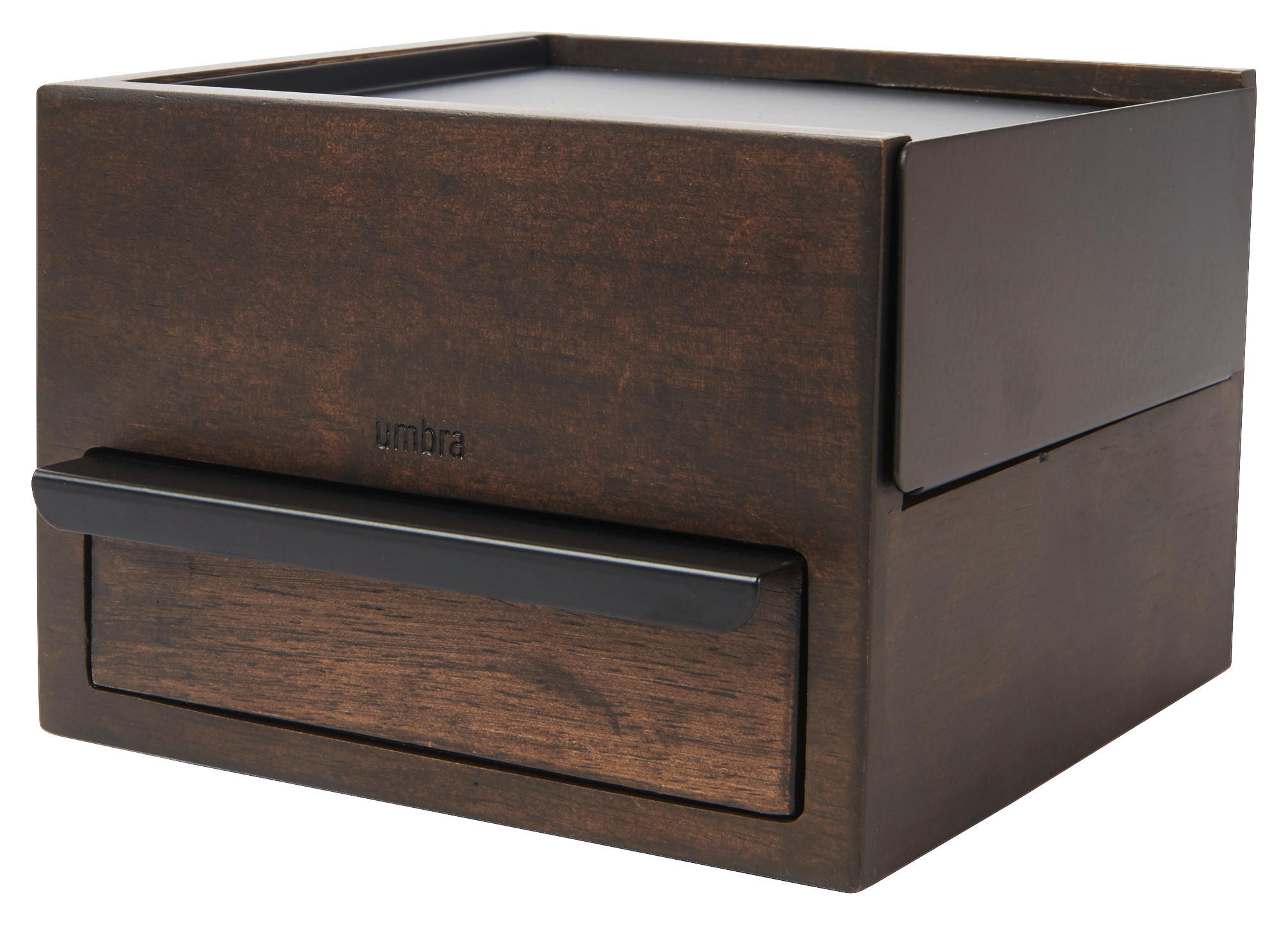 SCHMUCKBOX - Walnussfarben/Schwarz, Design, Holz/Metall (17/11,2/15,2cm) - Umbra