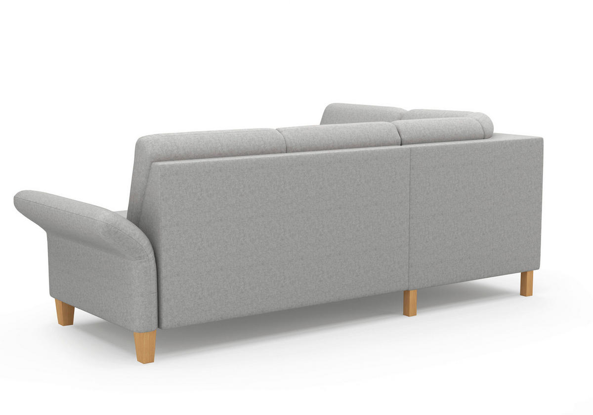 ECKSOFA in Flachgewebe Hellgrau  - Eichefarben/Hellgrau, Konventionell, Holz/Textil (216/240cm) - Sit & More