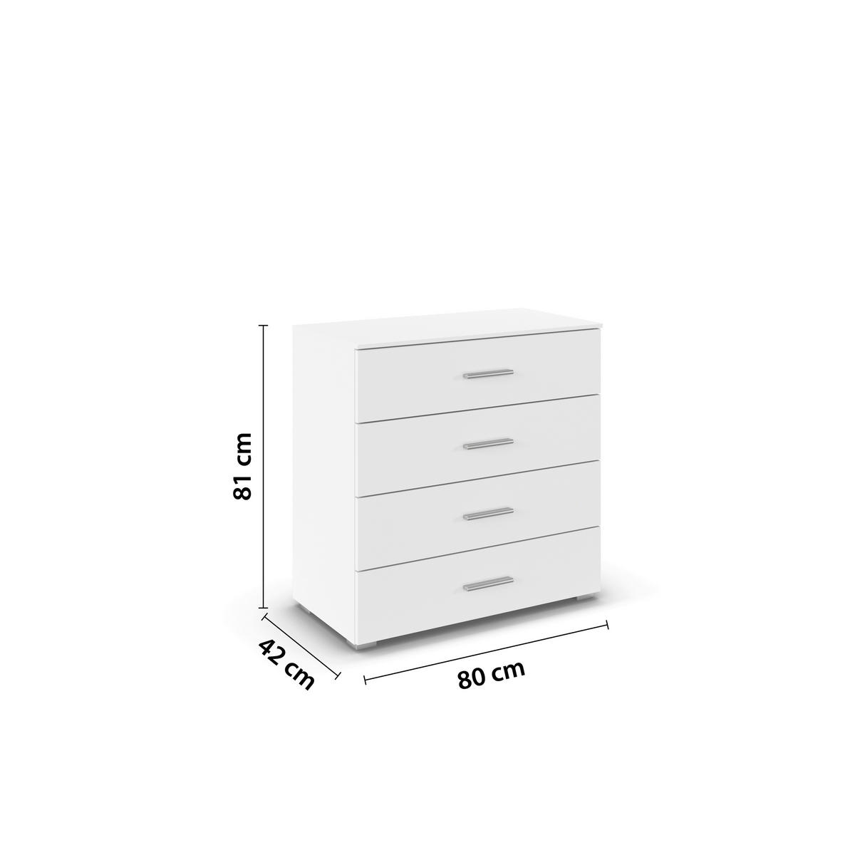 KOMMODE , 80/81/42 cm, 4 Schublade(n)  - Alufarben/Weiß, KONVENTIONELL, Holzwerkstoff/Kunststoff (80/81/42cm) - home24
