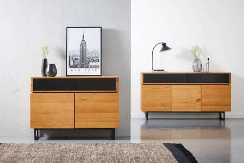 SIDEBOARD 120/86/40 cm  - svart/ekfärgad, Design, metall/trämaterial (120/86/40cm) - MID.YOU