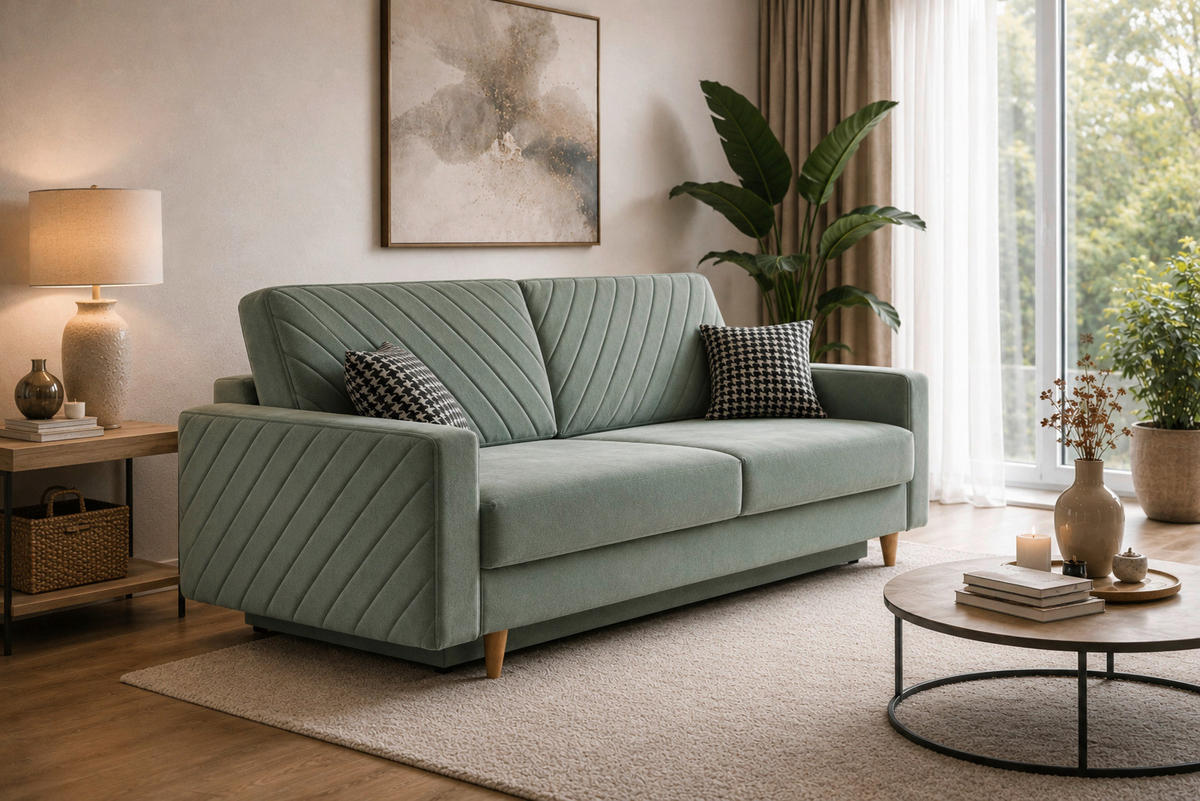 SCHLAFSOFA OSAKA in Mintgrün  - Schwarz/Weiß, Design, Holz/Kunststoff (230/96/97cm) - MID.YOU