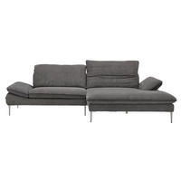 ECKSOFA Grau Webstoff  - Chromfarben/Schwarz, Design, Textil/Metall (292/185cm) - Chilliano