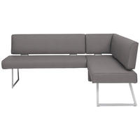 ECKBANK 196/160 cm  in Grau, Edelstahlfarben  - Edelstahlfarben/Grau, Design, Textil/Metall (196/160cm) - Dieter Knoll