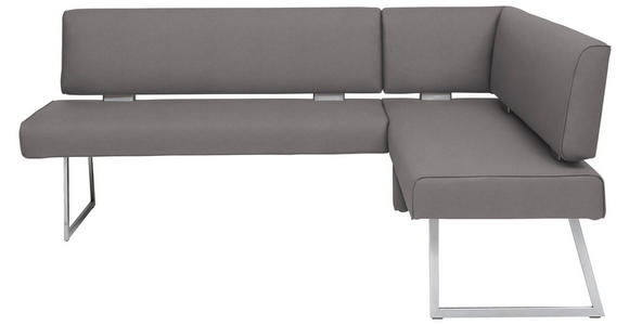 ECKBANK 231/160 cm  in Grau, Edelstahlfarben  - Edelstahlfarben/Grau, Design, Textil/Metall (231/160cm) - Dieter Knoll