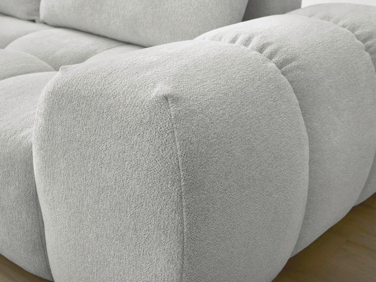 ECKSCHLAFSOFA EVEREST  mit Rücken echt, Armteil links, Armteil rechts Flachgewebe Hellgrau  - Hellgrau/Schwarz, MODERN, Kunststoff/Textil (320/212cm)