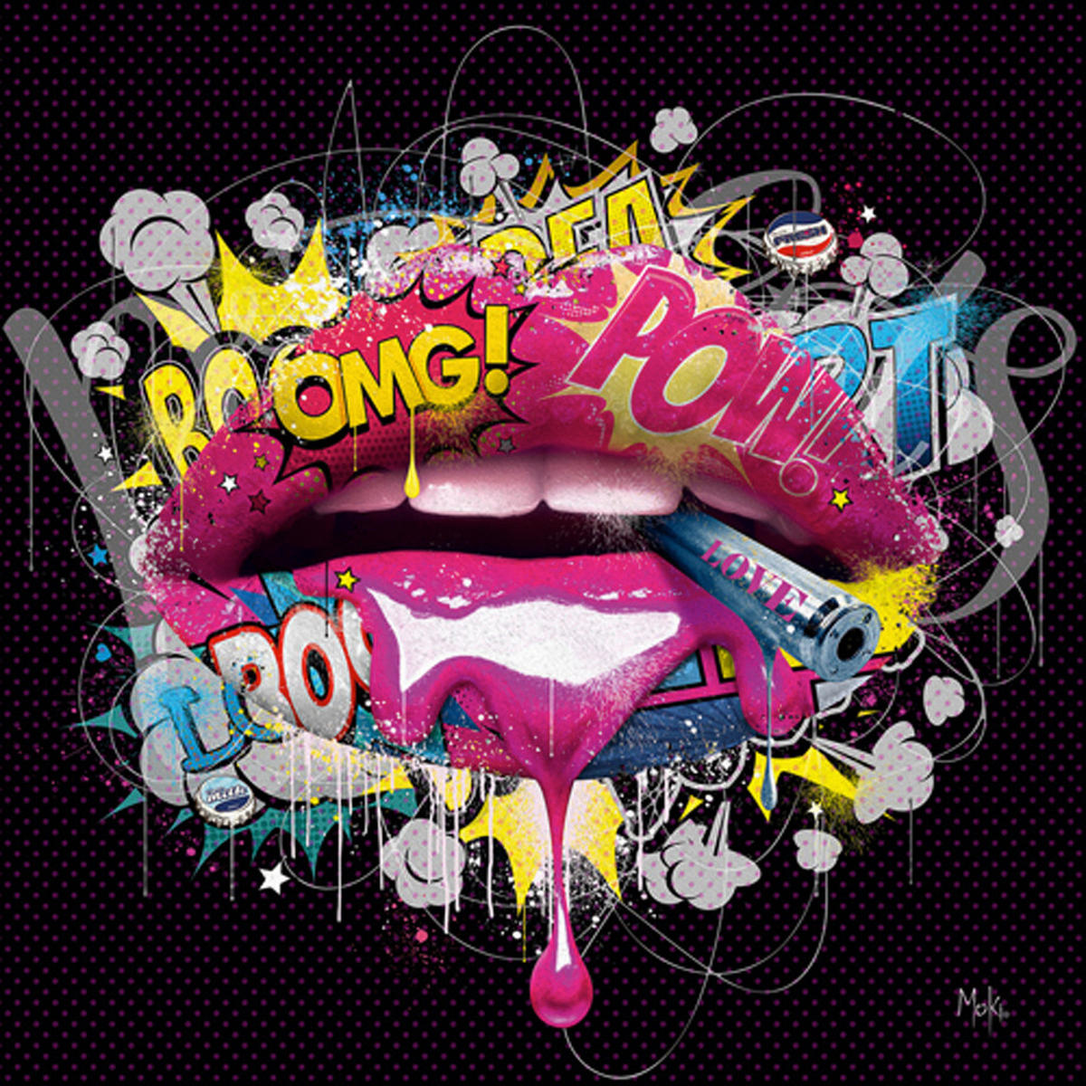 KUNSTDRUCK 14/14 cm  - Multicolor/Schwarz, Basics, Papier (14/14cm) - Monee