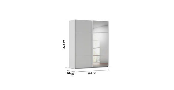 SCHWEBETÜRENSCHRANK 181/223/68 cm 2-türig Grau - Grau, KONVENTIONELL, Glas/Holzwerkstoff (181/223/68cm) - Novel