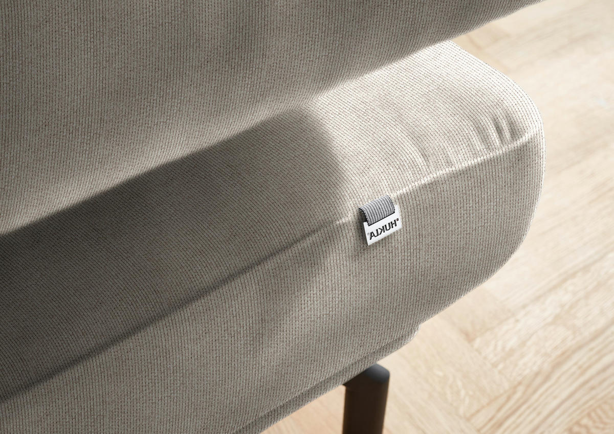 ECKSOFA in Chenille Greige  305/224 cm  - Greige/Schwarz, Design, Textil/Metall (305/224cm) - Dieter Knoll
