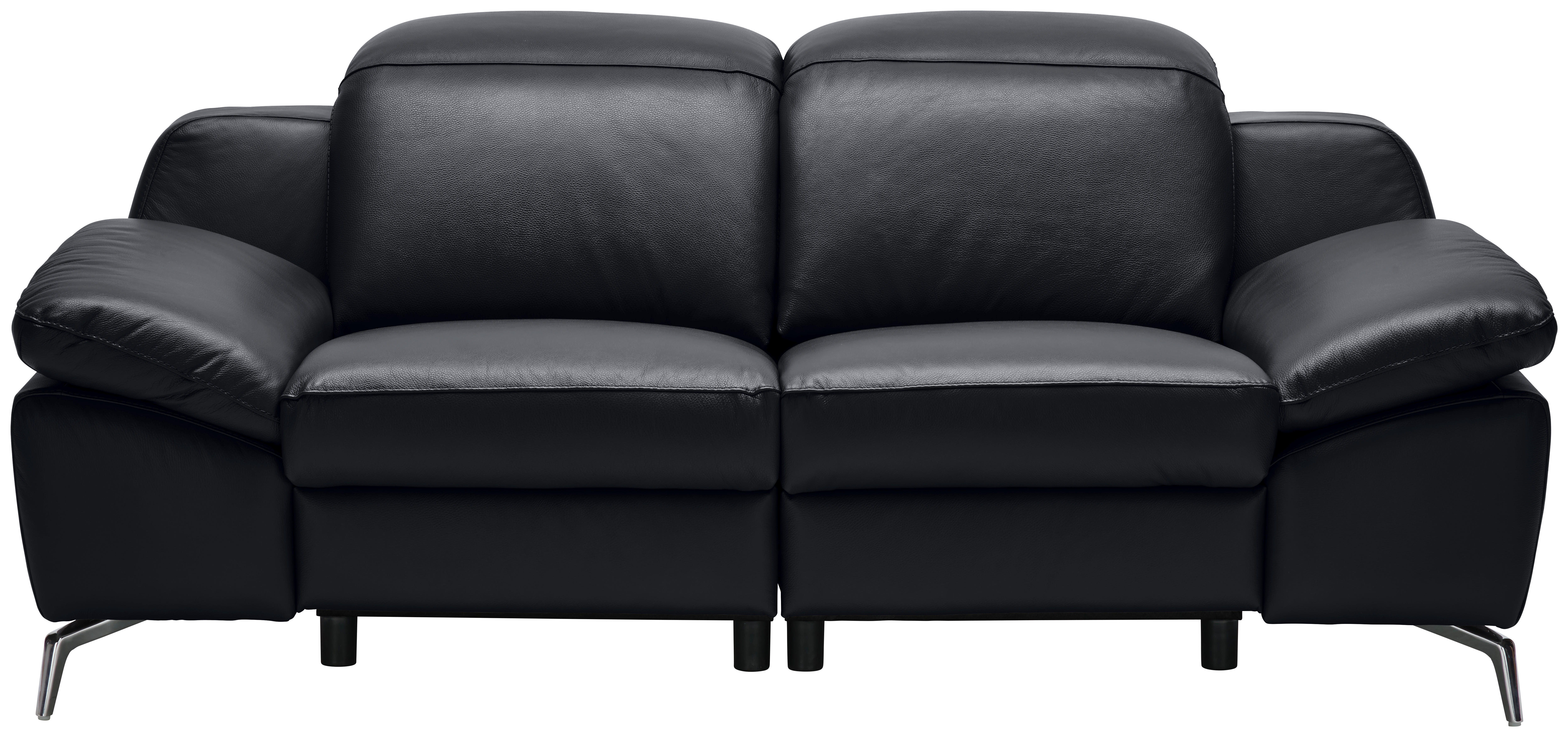 2-SITZER-SOFA in Leder Schwarz  - Chromfarben/Schwarz, Design, Leder/Kunststoff (194/83-99/110cm) - Celina Home