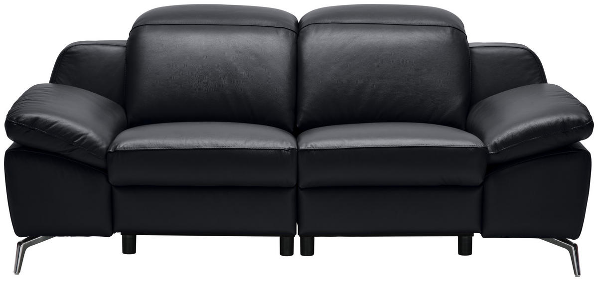 KÉTÜLÉSES KANAPÉ bőr fekete  - krómszínű/fekete, Design, műanyag/bőr (194/83-99/110cm) - Celina Home