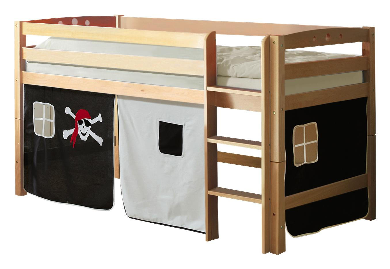 Hochbett 90/200 cm in Schwarz, Weiß