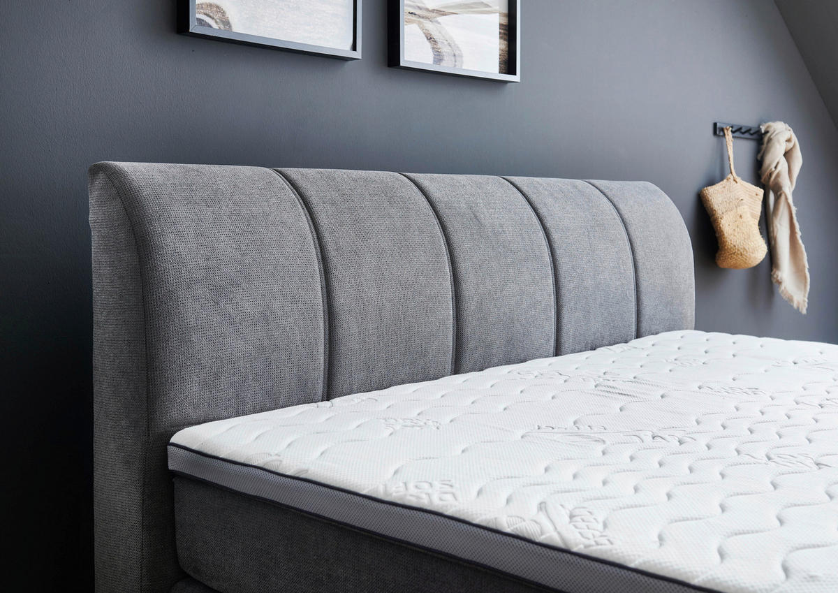 BOXSPRINGBETT 180/200 cm  in Grau  - Chromfarben/Grau, KONVENTIONELL, Kunststoff/Textil (180/200cm) - Carryhome