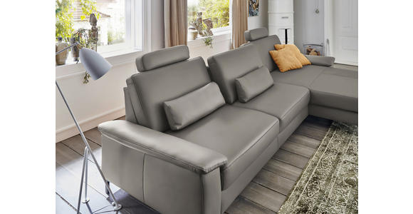 ECKSOFA  in Echtleder Hellgrau  334/176 cm  - Hellgrau/Schwarz, Design, Leder/Metall (334/176cm) - Dieter Knoll