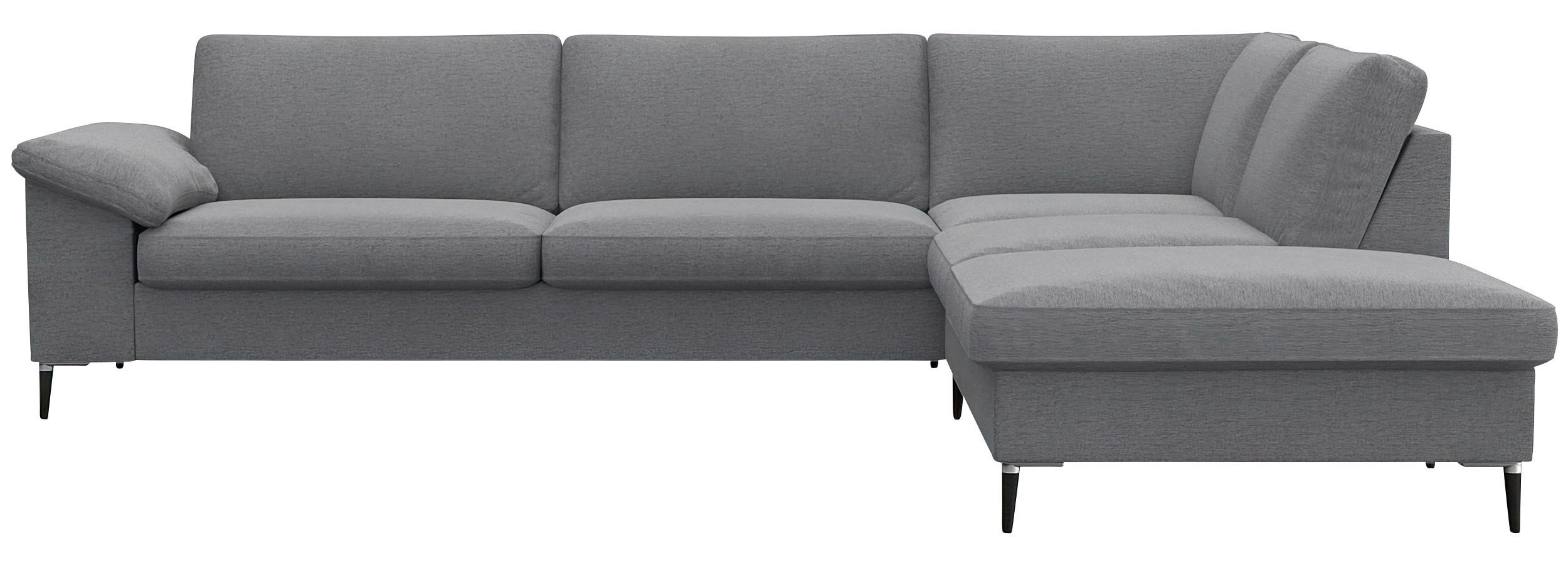 ECKSOFA Grau Chenille, Webstoff, Flachgewebe  - Alufarben/Schwarz, Design, Textil/Metall (279/225cm) - Livetastic