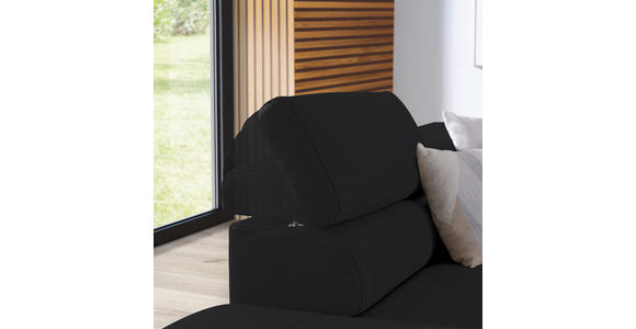 ECKSOFA in Echtleder Schwarz  - Schwarz, Design, Leder/Metall (220/270cm) - Novel