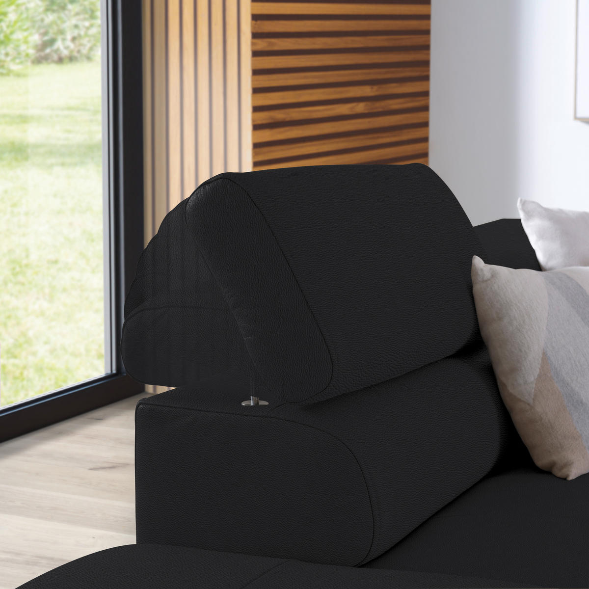 ECKSOFA in Echtleder Schwarz  - Schwarz, Design, Leder/Metall (220/270cm) - Novel