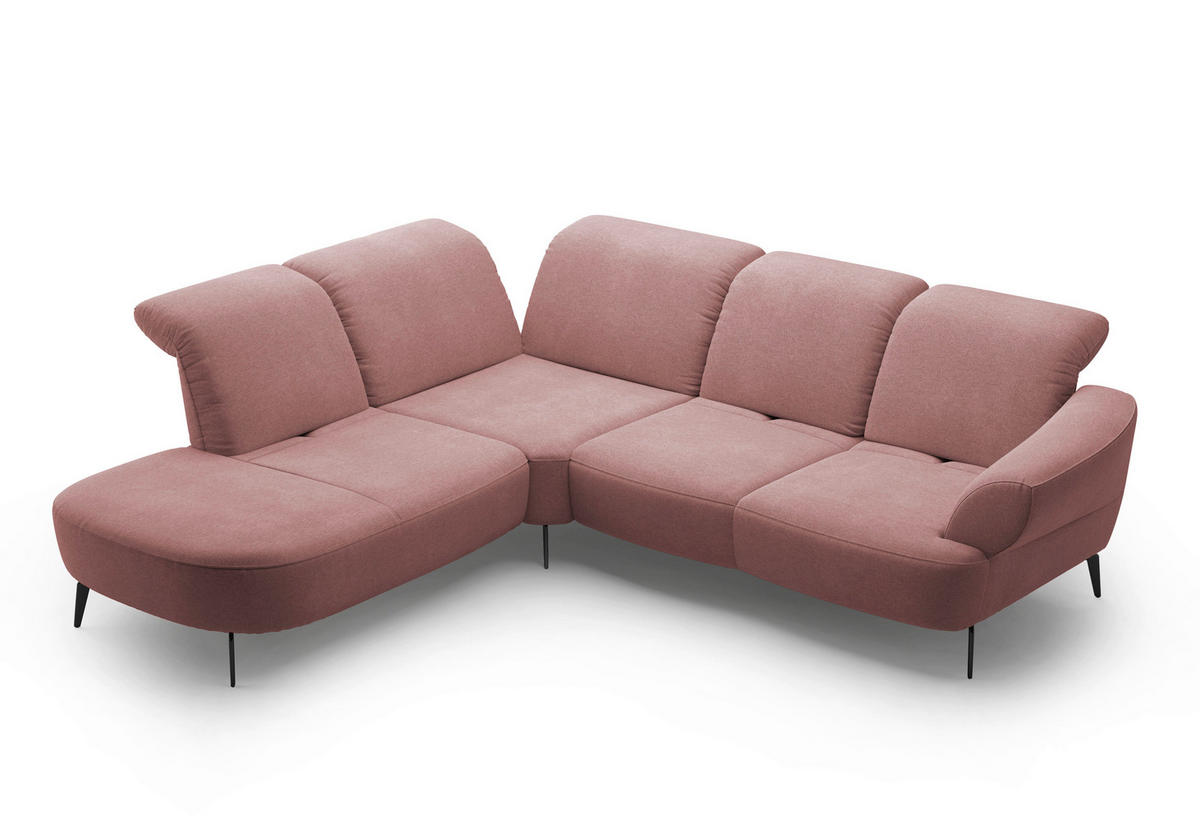 ECKSOFA in Mikrofaser Altrosa  - Schwarz/Altrosa, Modern, Textil/Metall (270/302cm) - Sit & More