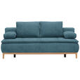 BOXSPRINGSOFA in Webstoff Blau - Blau/Eichefarben, Design, Holz/Textil (202/78-93/100cm) - Venda