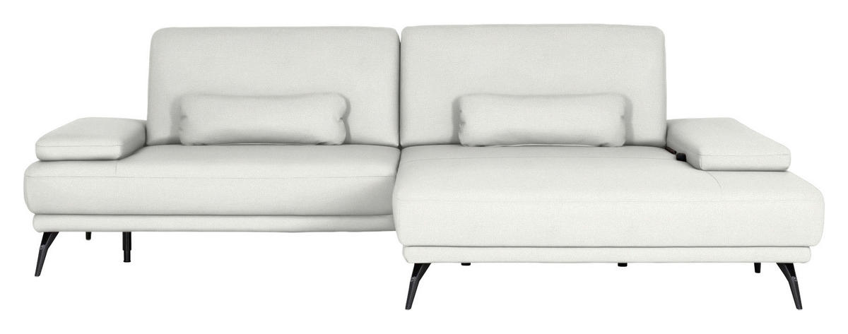 ECKSOFA Echtleder Weiss  - Weiss/Schwarz, Konventionell, Leder/Metall (301/180cm) - Joop!