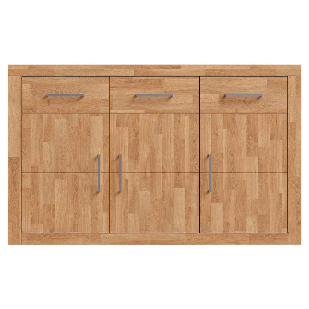 Thumbnail - Linea Natura Sideboard Yes, Eiche, Holzwerkstoff, Eiche, massiv, 4 Fächer, 3 Schublade(n) Schubladen, 130x80x42 cm, Beim...