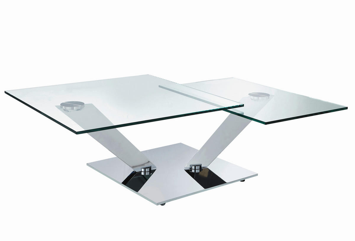 COUCHTISCH Naos Calypso Klarglas 84-129/84-106/40 cm quadratisch Klar, Chromfarben  - Klar/Chromfarben, Design, Glas/Metall (84-129/84-106/40cm) - Naos