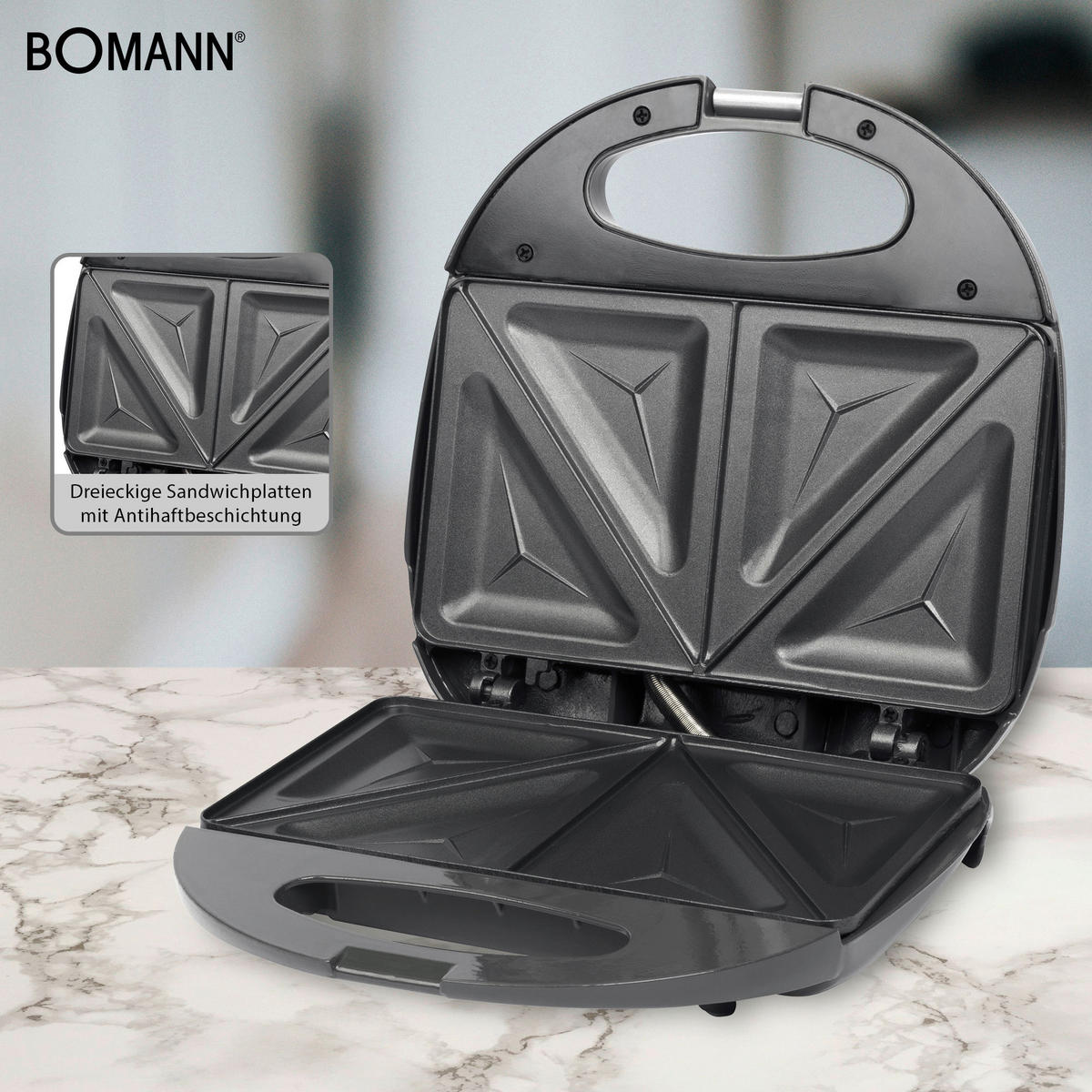 SANDWICHTOASTER  - Weiß, LIFESTYLE, Kunststoff/Metall (23/7,5/22,5cm) - Bomann