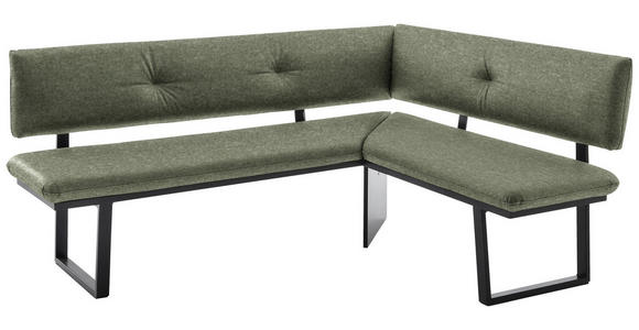 ECKBANK 190/150 cm in Grün, Schwarz - Schwarz/Grün, MODERN, Textil/Metall (190/150cm) - Cantus