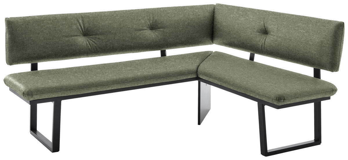 ECKBANK 180/140 cm  in Grün, Schwarz  - Schwarz/Grün, MODERN, Textil/Metall (180/140cm) - Cantus