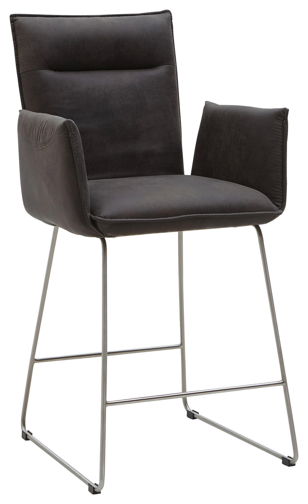 TRESENSESSEL Mikrofaser Anthrazit, Edelstahlfarben Edelstahl  - Edelstahlfarben/Anthrazit, Design, Textil/Metall (56/98/62cm) - Valnatura