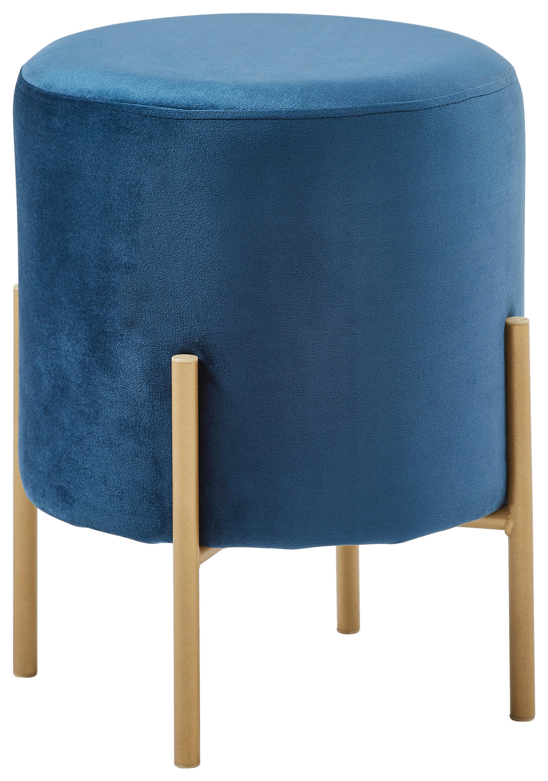 TABURETKA, kov, textil, 35/42/35 cm - modrá/zlatá, Trend, kov/textil (35/42/35cm) - Xora