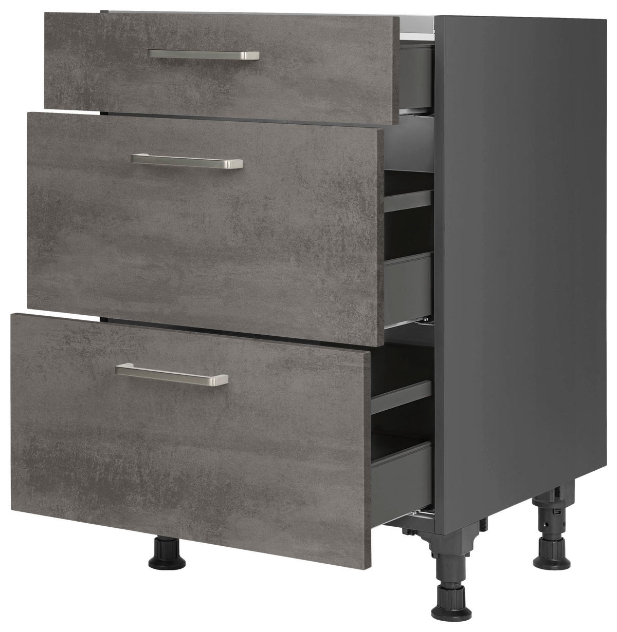 KOCHFELDUMBAUSCHRANK 60/87/56 cm  in Schieferfarben  - Schieferfarben/Edelstahlfarben, MODERN, Holzwerkstoff/Metall (60/87/56cm) - Nobilia